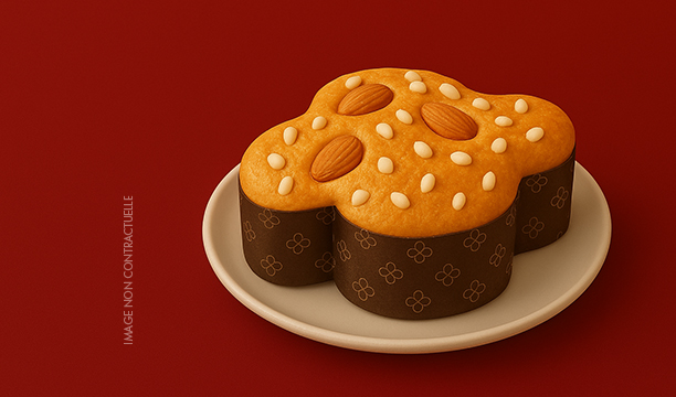 Gâteau italien garni d’amandes et de pignons.