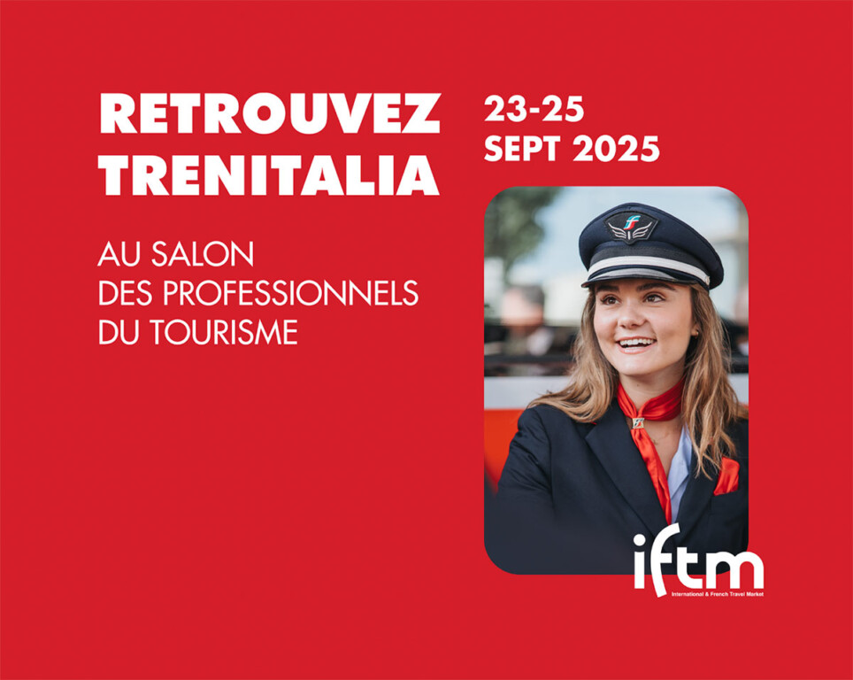 Affiche annonçant la présence de Trenitalia au salon IFTM 2025.