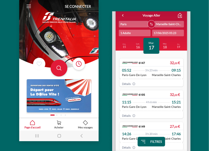 Visuel de l’application mobile Trenitalia