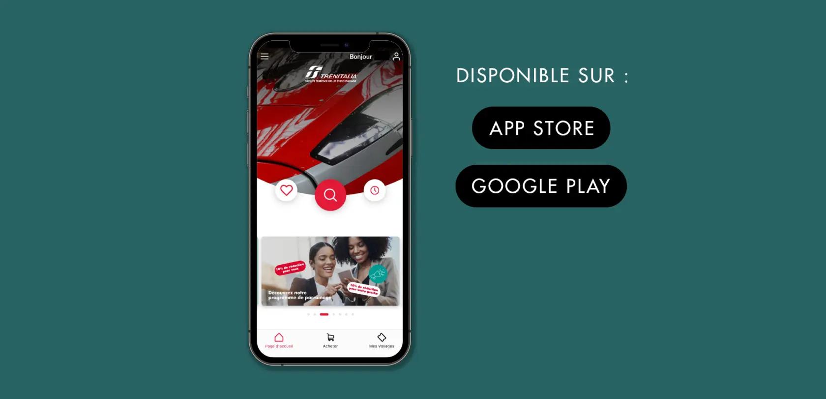 Disponible sur l'App store et sur Google Play